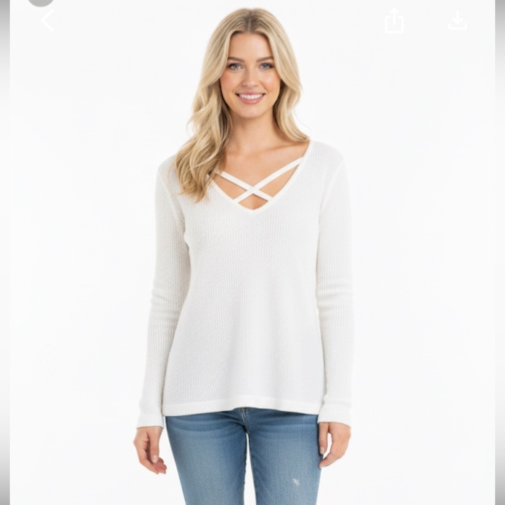 Cherish white waffle knit top size medium